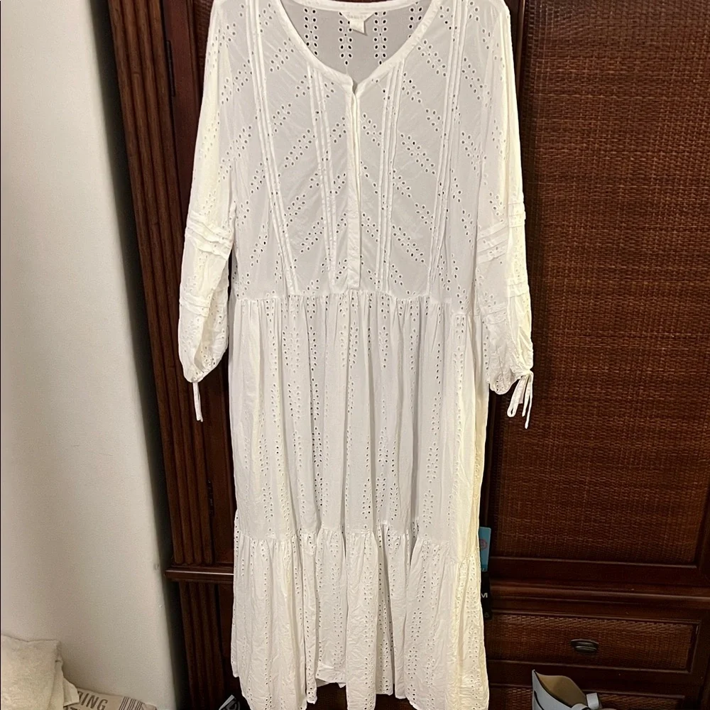 Caslon Elegant White Eyelet Dress - Picture 1 of 10